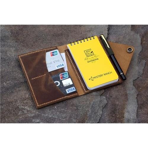 Personalized real genuine leather organizer wallet cover for rite in the rain top-spiral notebook 3" x 5" 4" x 6" inch