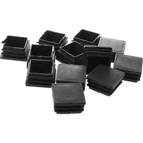 Professional12 Pcs Plastic Ribbed Square End Caps Tube Insert Black, 35*35mm