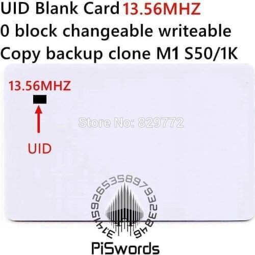 RFID card UID changeable nfc card with block 0 mutable writable for M1 1k s50 UID 4Byte 13.56Mhz nfc card clone crack hack