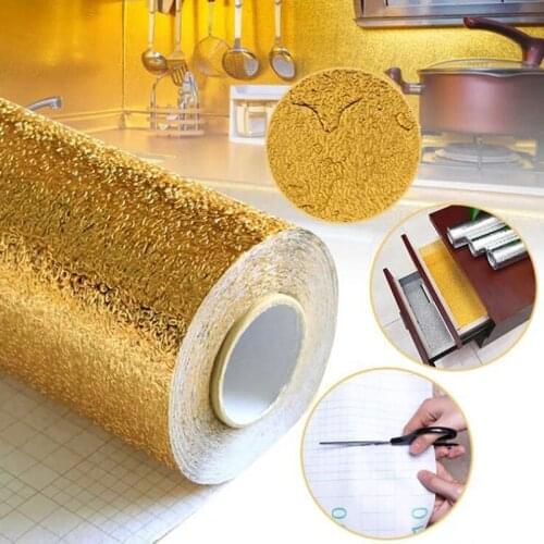 1 Roll Of Aluminum Foil Wall Sticker 40*100cm Self-Adhesives Wall Sticker Waterproof Oil-Proof Aluminum Foil DIY Wallpaper