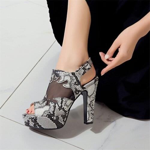 PXELENA Retro Rome Snake Print Gladiator Sandals Women Super High Heels Slingbacks Party Date Dress Shoes Lady Large Size 34-48