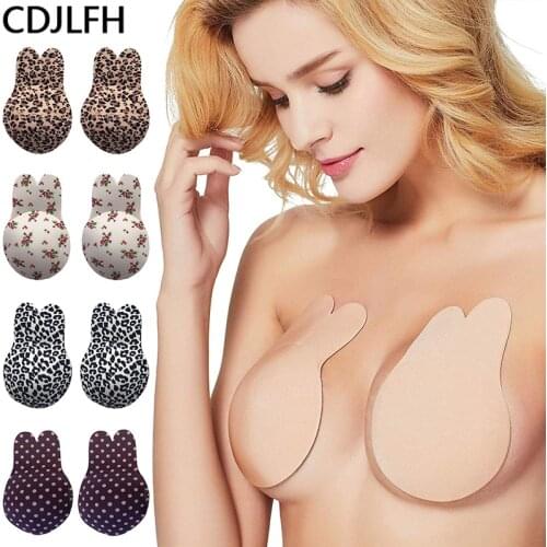 Sexy Femme Lingerie Kawaii Rabbit Bra Silicone Strapless Invisible Push Up Bras For Women Adhesive Wireless Reusable Bra Pads