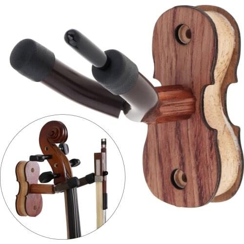 Detachable Rosewood Professional Portable Violin Wall Mount Hanger Hook with Bow Holder for Home and Store Show Storage Violin