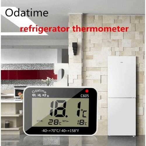 Odatime LCD Digital Screen Precision Refrigerator Thermometer Adjustable Stand Magnet Waterproof Freezer Temperature Alarm