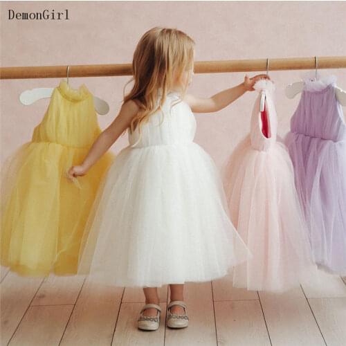 A Line Baby Girls Dress Puffy Skirt Children Wedding Party Gown Cute Little Princess Dresses 2021 Birthday Party Gown