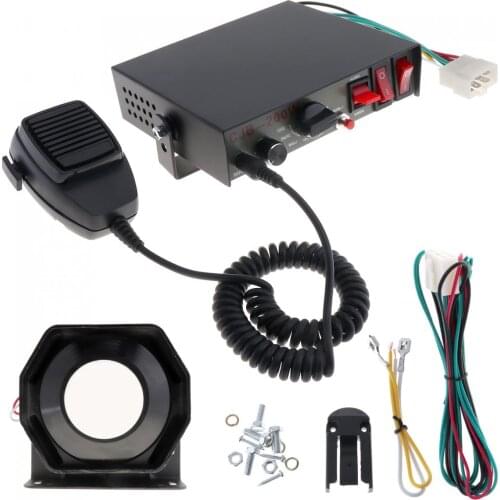 Universal 12V 200W 8 Sound Speaker Car Warning Alarm Police Fire Siren Horn PA with MIC System