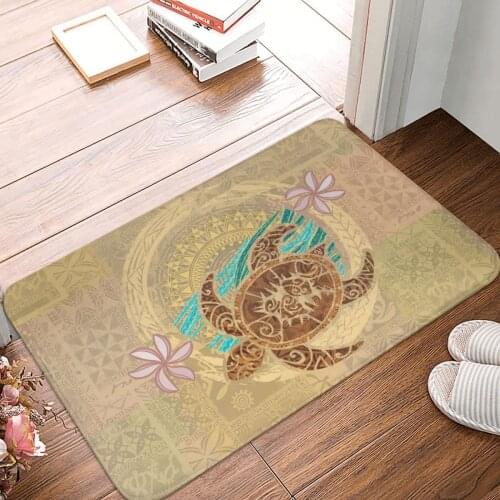 Vintage Samoan Turtle Tapa Doormat Carpet Mat Rug Polyester Anti-slip Floor Decor Bath Bathroom Kitchen Balcony 40*60