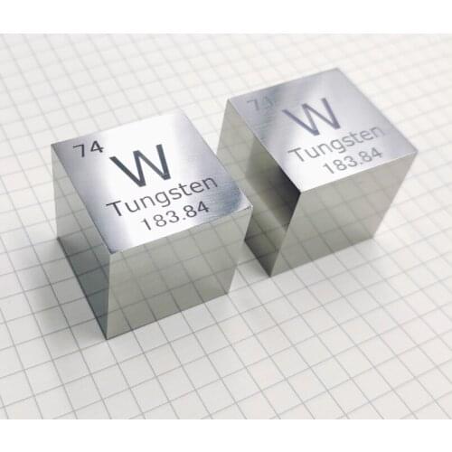 Tungsten metal in the periodic table- Cube Side length is one inch (25.4mm) and weight is about 315.28g 99.95
