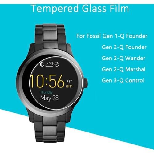1/3/5 pcs Tempered Glass Film Screen Protector For Fossil Q Founder Wander Marshal Control Gen 1 2 3 Protective Cover 2.5D 9H