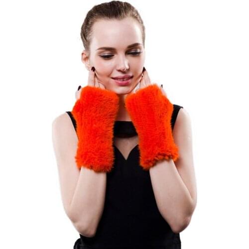 Women Gloves Mink Fur Knitted Stylish Hand Warmer Winter Gloves Women Arm Crochet Knitting Mitten Warm Fingerless Gloves G01