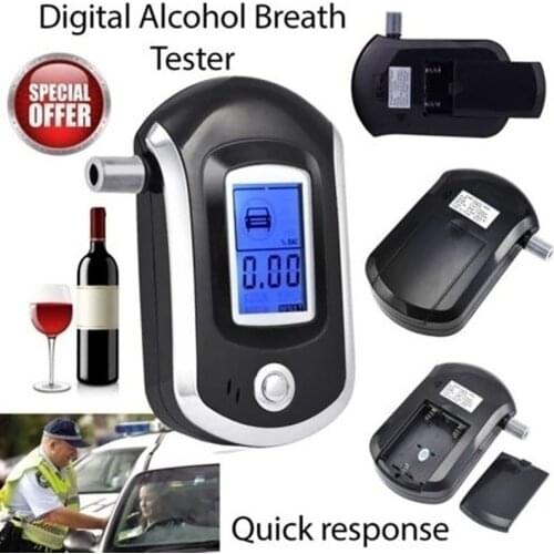 1pcs Professional Digital Breath Alcohol Tester Breathalyzer with LCD Dispaly with 5 Mouthpieces AT6000 Bafometro Alcoholimetro