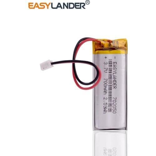 JST 1.25mm 2 pin 3.7V 700mAh 702050 Lithium Polymer LiPo Rechargeable Battery For Mp3 DVR PAD DVD bluetooth camera