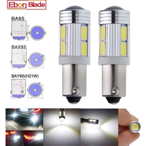 2X BA9S T4W H6W BAX9S BAY9S H21W 10SMD LED Auto Lens Car Backup Reverse Lights Rear lamp Indicator Turn Corner Bulb White 12V DC