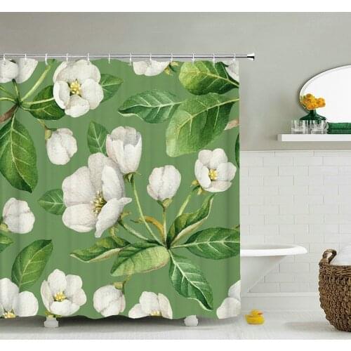 3d Printed Flower Pattern Shower Curtain Waterproof Bathroom Curtain With Hooks Bath Curtains Fabric European Retro Curtain
