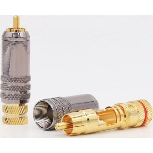 4Pcs R1731 hi end audio 0152 type Gold Plated RCA Locking Plugs Audio Video Connectors