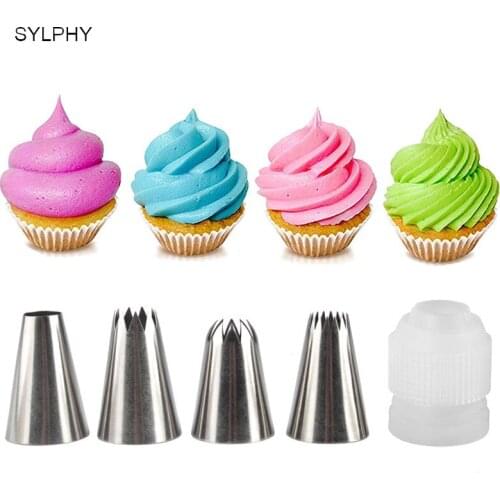 5 Pcs/set Cake Nozzles Stainless Steel Cream Decorating Tips Set Cupcake Piping Tool Bakeware