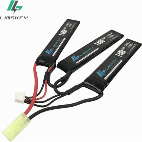 Limskey Airsoft Battery High Rate Discharge AKKU RC Lipo Battery 11.1V 1400mAh 25C Mini Airsoft Gun Model Tamiya Connector
