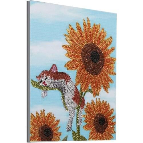 5D DIY Special Shaped Diamond Painting Drill "sunflower Animal cat " Diamond Embroidery Cross Stitch Gift Home Decoration Gift