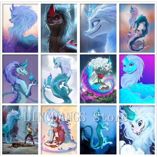 Disney 5d Diy Diamond Painting Raya And The Last Dragon Cartoon Diamond Mosaic Embroidery Cross Stitch Full Drill Art Home Decor