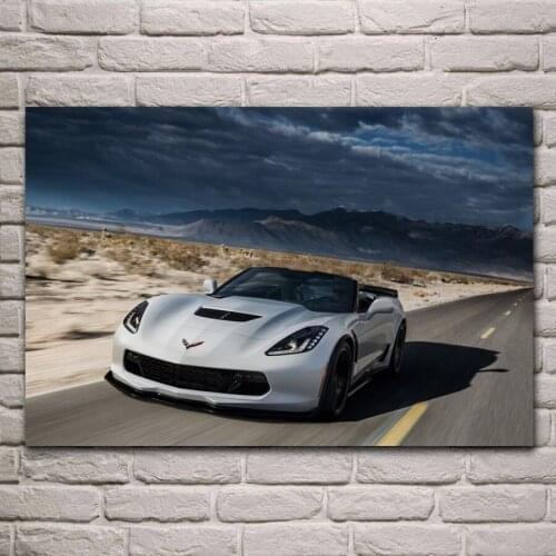 Z06 convertible supercar white muscle sports car living room decor home wall art decor wood frame fabric posters KG827