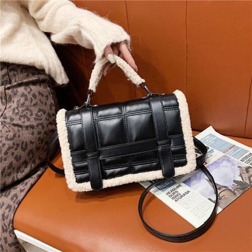 Elegant Plush Female Tote Bag Fashion Lambswool PU Leather Women Designer Handbag High Quality Ladies Shoulder Crossbody Bags