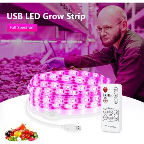 Full Spectrum LED Grow Light USB Grow Light Strip 0.5m 1m 2m 3m 4m 5m 2835 SMD LED Phyto Tape for Seed Plant Flower Greenhouse
