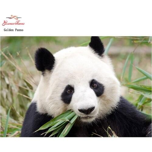 Golden Panno,DIY DMC 11CT 14CT completely Cross stitch Animal panda kits embroidery needlework wall decoration 08