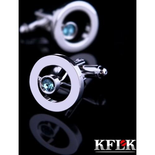 KFLK Jewelry shirt cufflink for mens gift Brand cuff buttons Green Crystal cuff link cheap High Quality abotoadura guests