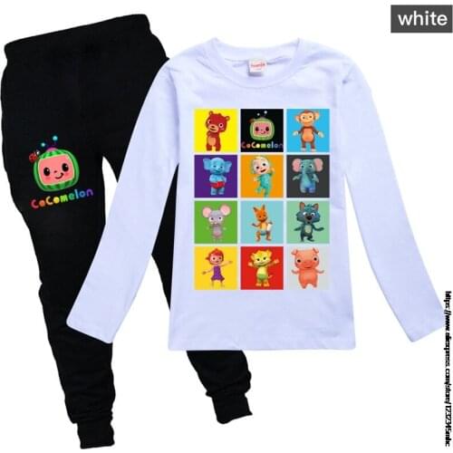 Cocomelon New Spring Autumn Kids Clothing Sets Colorful Long Sleeve T-Shirt + Pants 2Pcs Girls Boys Suit