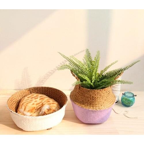 Handmade Seagrass Belly Storage Basket Straw Basket Wicker Basket Garden Flower Pot Planter Laundry Basket
