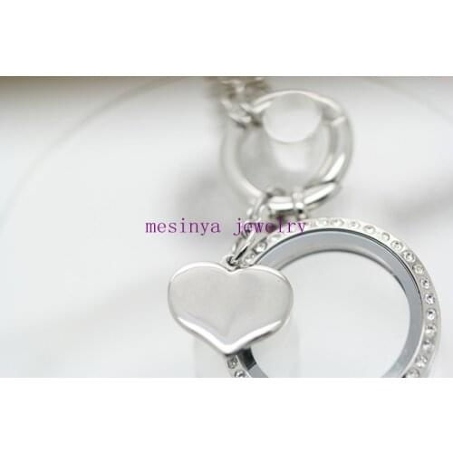 Logo stampable peach heart slide into spring clasp dangle charms for floating locket , glass living locket not included