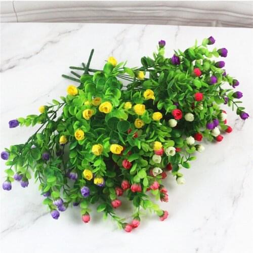 Mini Rose Artificial Flower 25Heads Silk flowers With Vivid fake leaf Flores Bouquet For Wedding Home Party Decoration