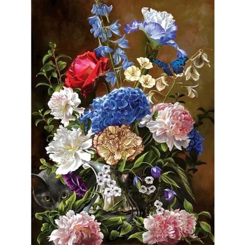 5d Diamond Painting Bouquet in Blue Flowers Embroidery Cross Stitch Kits Mosaic Canvas Wall Home Decoration Handmade