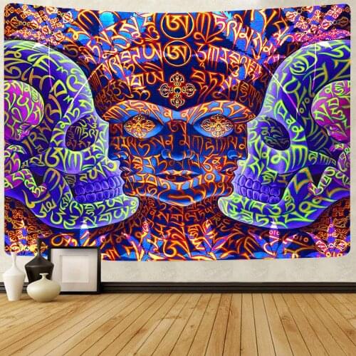Simsant Psychedelics Art Tapestry Tool Band Poster Skull Art Wall Hanging Tapestries for Living Room Home Dorm Decor