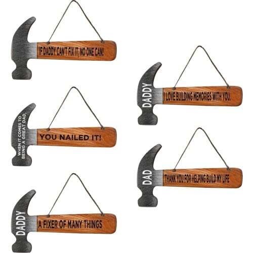 New Fashion 5pcs Fathers Day Gift Letter Print Acrylic Hanging Hammer Decor Wall Mount Art 'Dad' Pendant Home Decoration