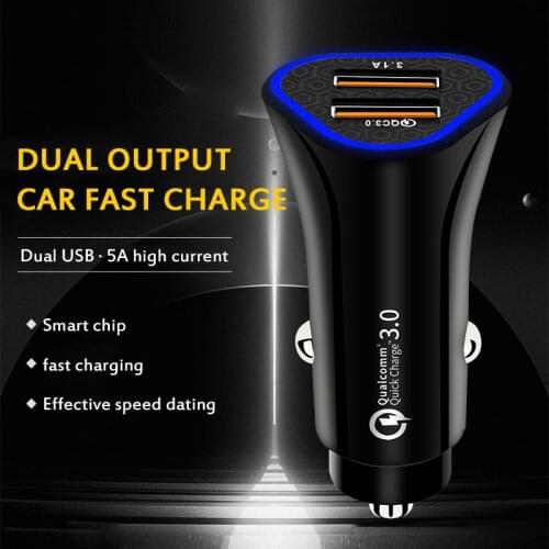New Car Charger Dual USB Fast Charging QC Phone Charger Adapter 18W 3.1A For iPhone 12 11 Pro Max 6 7 8 Xiaomi Redmi Huawei