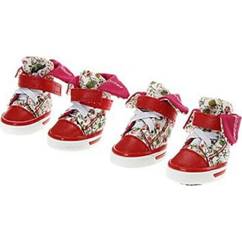 New Design Flower Pattern Pet Dog Boots Waterproof And Windproof Warm In Winter Days Non Slip Sole Puppy Shoes XS-XL