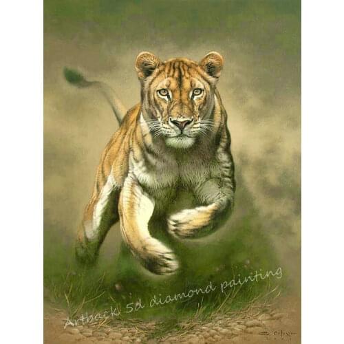 Sale 5d diy diamond painting running tiger animal picture for home decoration 3d full square drill rhinestone mosaic