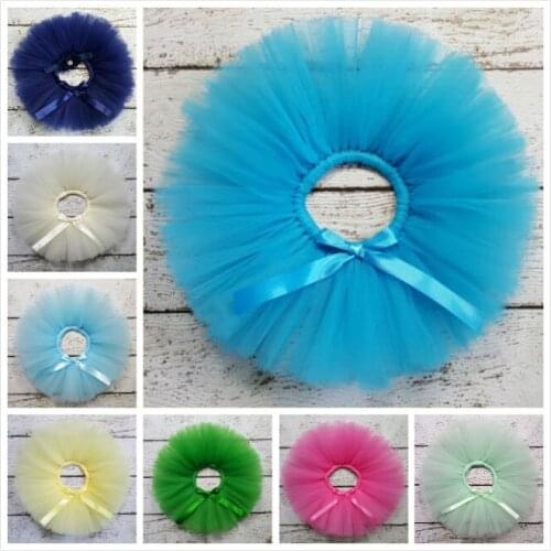 Colorful Baby Girls Tutu Skirts Infant 100% Handmade Ballet Tutus Tulle Pettiskirts with Ribbon Bow Children Party Skirts 30Pcs