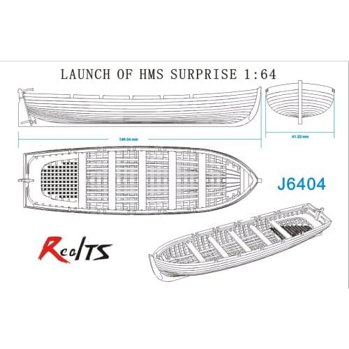 RealTS Classic wooden boat 1/64 lifeboat wooden boat assemble kit wooden puzzle