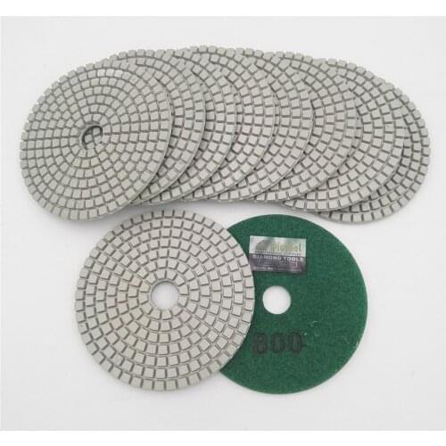 SHDIATOOL 10pcs 4"/100mm Grit 800 Professional White Diamond Wet Polishing Pads Resin Bond Sanding Discs Stone Polishing Disc