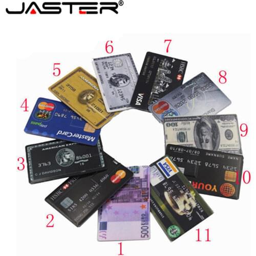 JASTER New waterproof Super Slim Credit Card USB Flash Drive 64GB 32GB pen drive 4G 8G 16G bank card model Memory Stick
