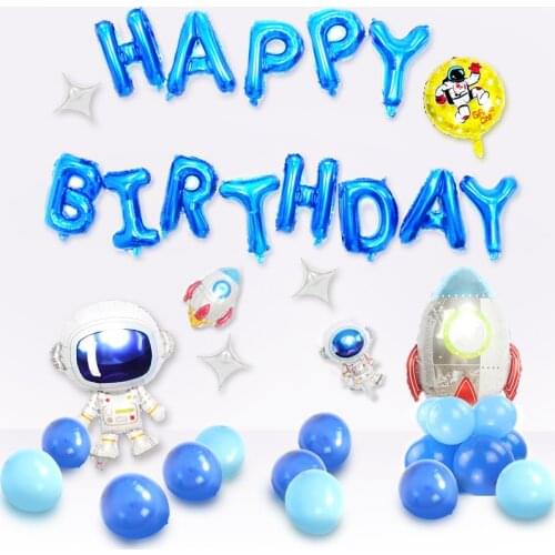 Spaceman birthday party decoration balloon astronaut spaceship space outer space plane cartoon boys Birthday balloon