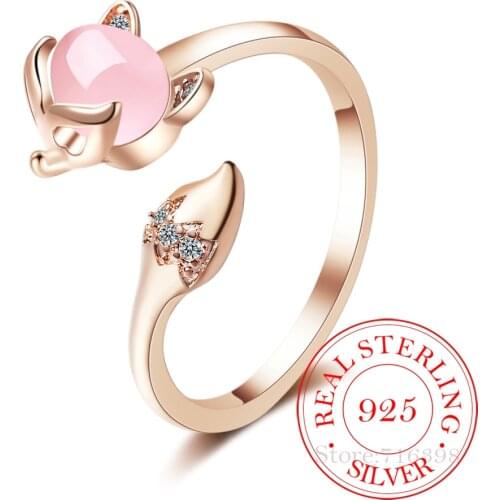 Top Quality 925 Sterling Silver Fox Opal Moon-Stone Finger Rings Fashion Brand Party/Wedding Jewelry For Women Wholesale