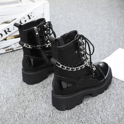 2021 INS Genuine Leather Platform Boots New Autumn Women Light Comfortable Chunky Boots Fashion Lace Up Lady Shoes Footwear