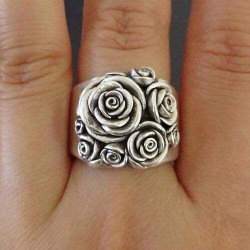 Capital Classic Atmosphere Rose Flower Retro Ring, Womens Four Seasons Glamour Jewelry