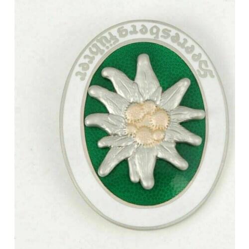 WWII German Mountain Troops Paratrooper Edelweiss Badge Award Silvery Brooch armyshop2008