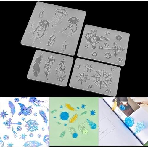 1Pcs Bird Feather Silicone Mold UV Epoxy Resin Jellyfish Compass Mould For DIY Casting Bookmarks Decorations Making Tools