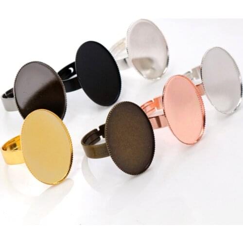 18x25mm 10pcs/Lot 7 Colors Plated Brass Oval Adjustable Ring Settings Blank/Base,Fit 18x25mm Glass Cabochons