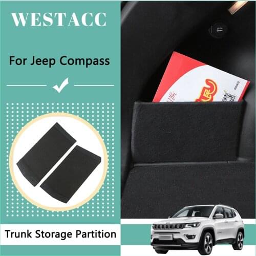2Pcs Car Tail Trunk Side Storage Stowing Partition Board Baffle for Jeep Compass 2017 - 2020 Organizer Box Bag Accessories